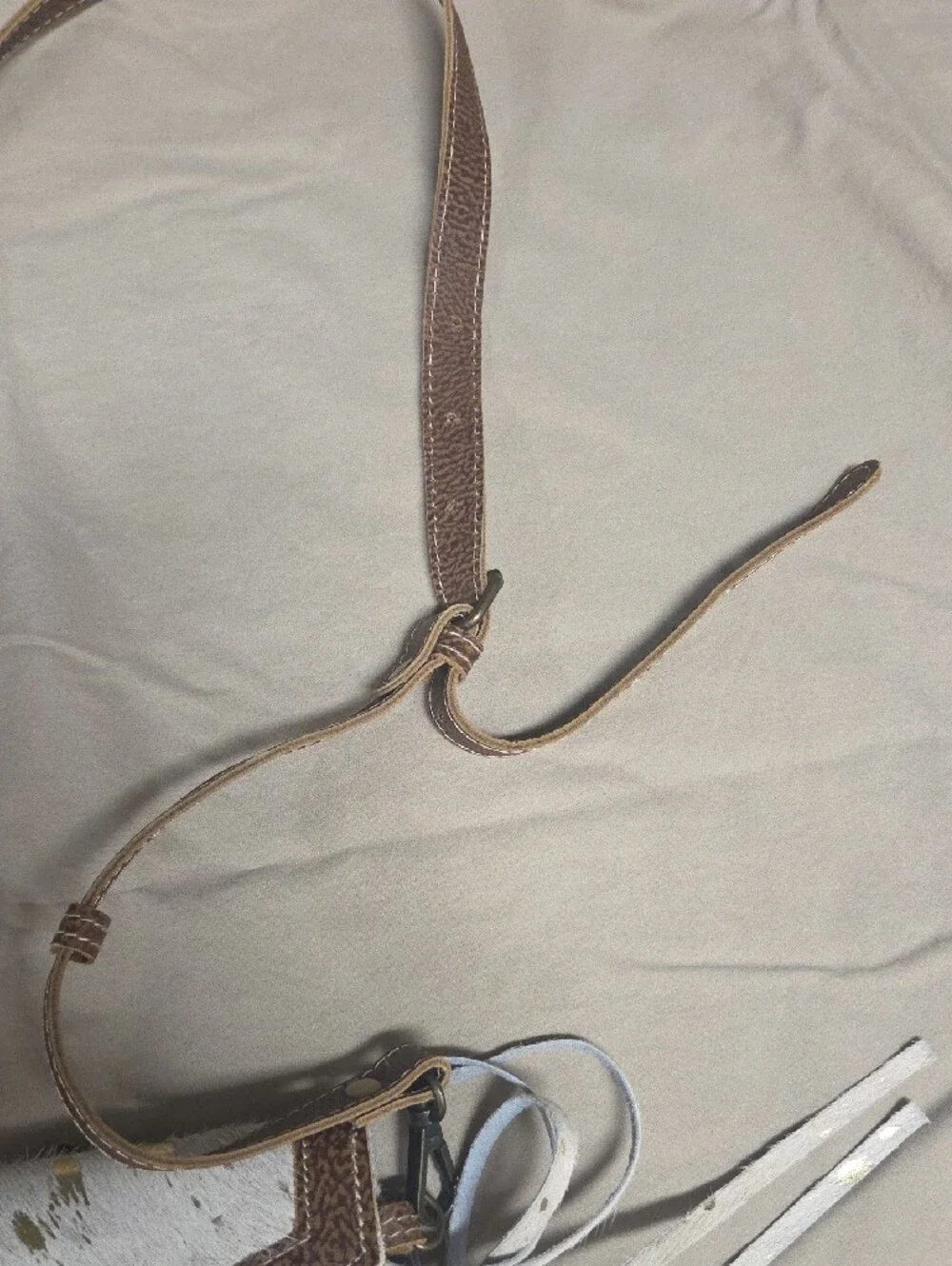 Myra Bag White Fringe Crossbody with Brown Trim and Gold Fleck